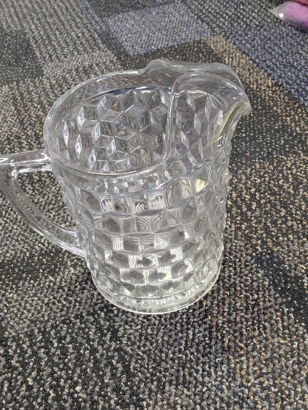 vintage Fostoria American pattern clear glass pitcher,
